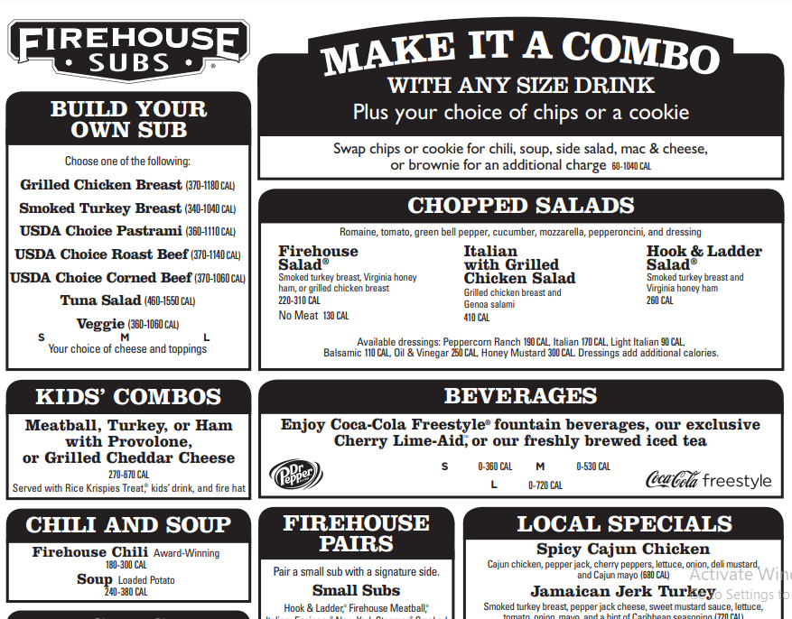 Firehouse Subs Menu Pdf