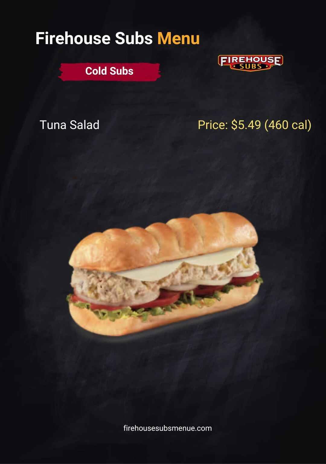 Firehouse Subs Cold Menu