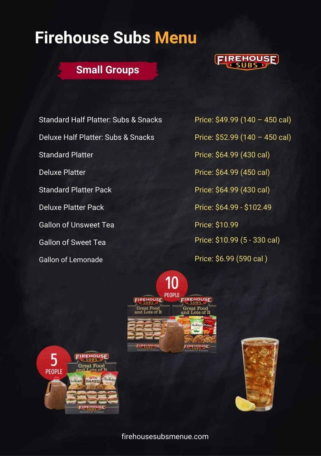 Firehouse Subs Small Groups Menu