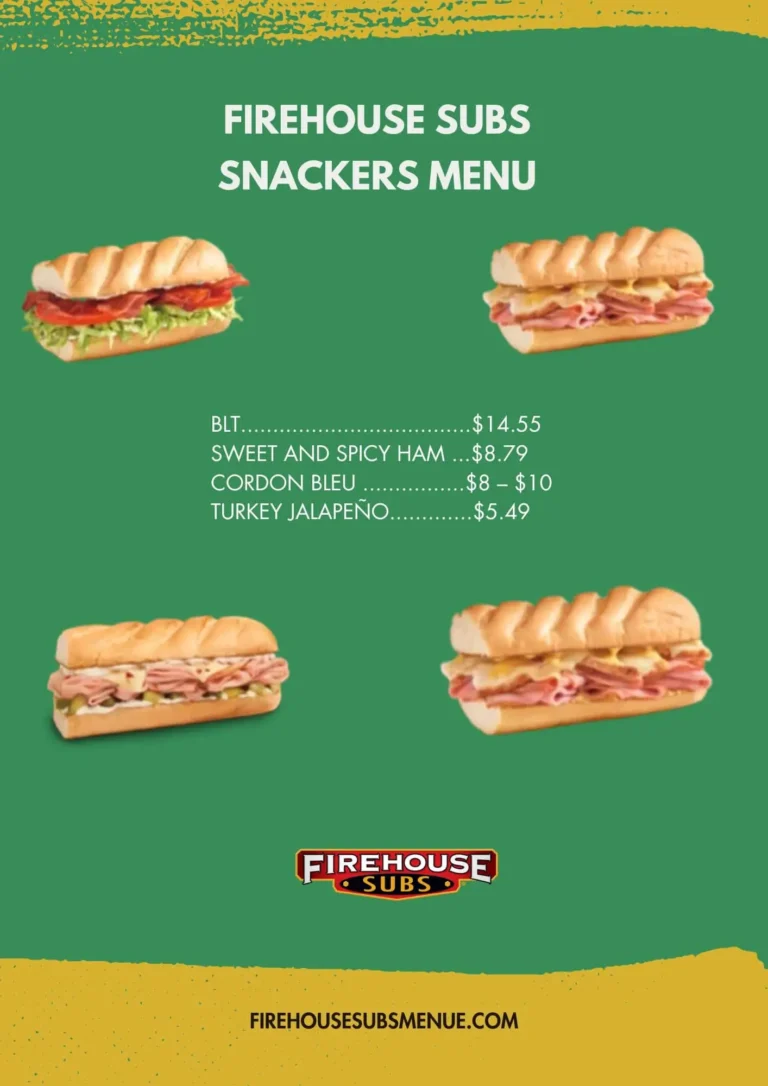 Firehouse Subs Snackers menu