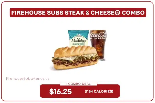 Firehouse Subs Steak & Cheese® Combo - Price, Nutrition & Allergens 8 Firehouse Subs Steak and Cheese Combo